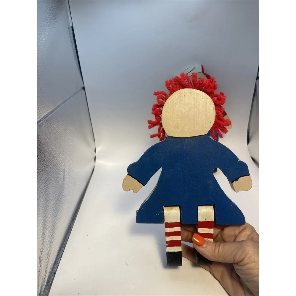 Hand-Made, Wooden Raggedy Ann and Andy, Hand-painted / 9 inches‎ tall